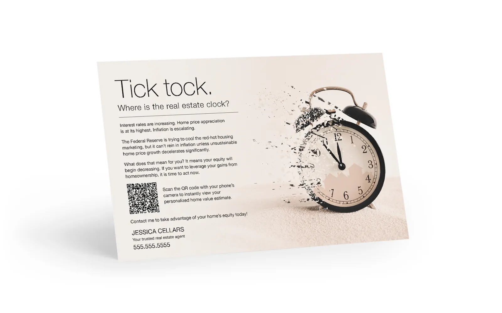 Market Shift Postcard- Home Estimate QR Code -  Tick Tock