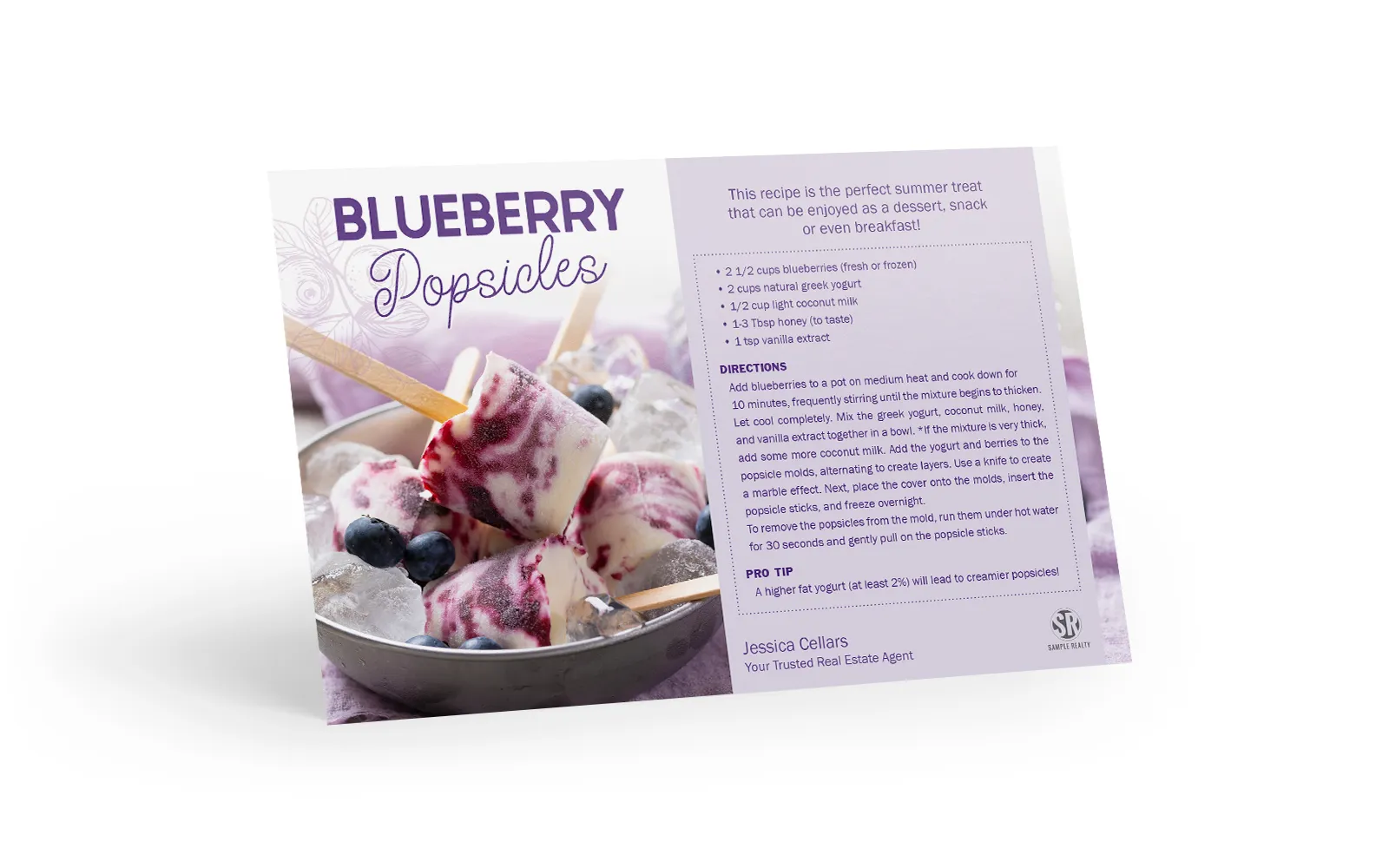 Recipe Postcard -  Blueberry Popsicles
