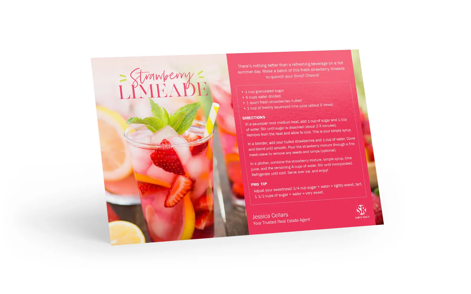 Recipe Postcard - Strawberry Limeade