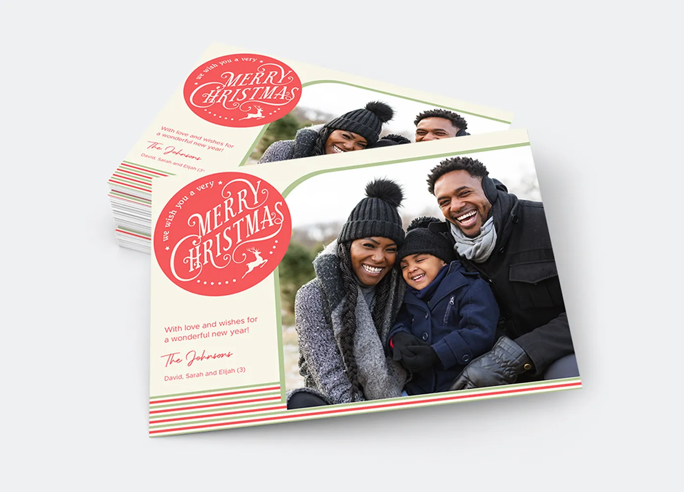 Holiday Photo Card - Merry Christmas Stripe (Mailers)