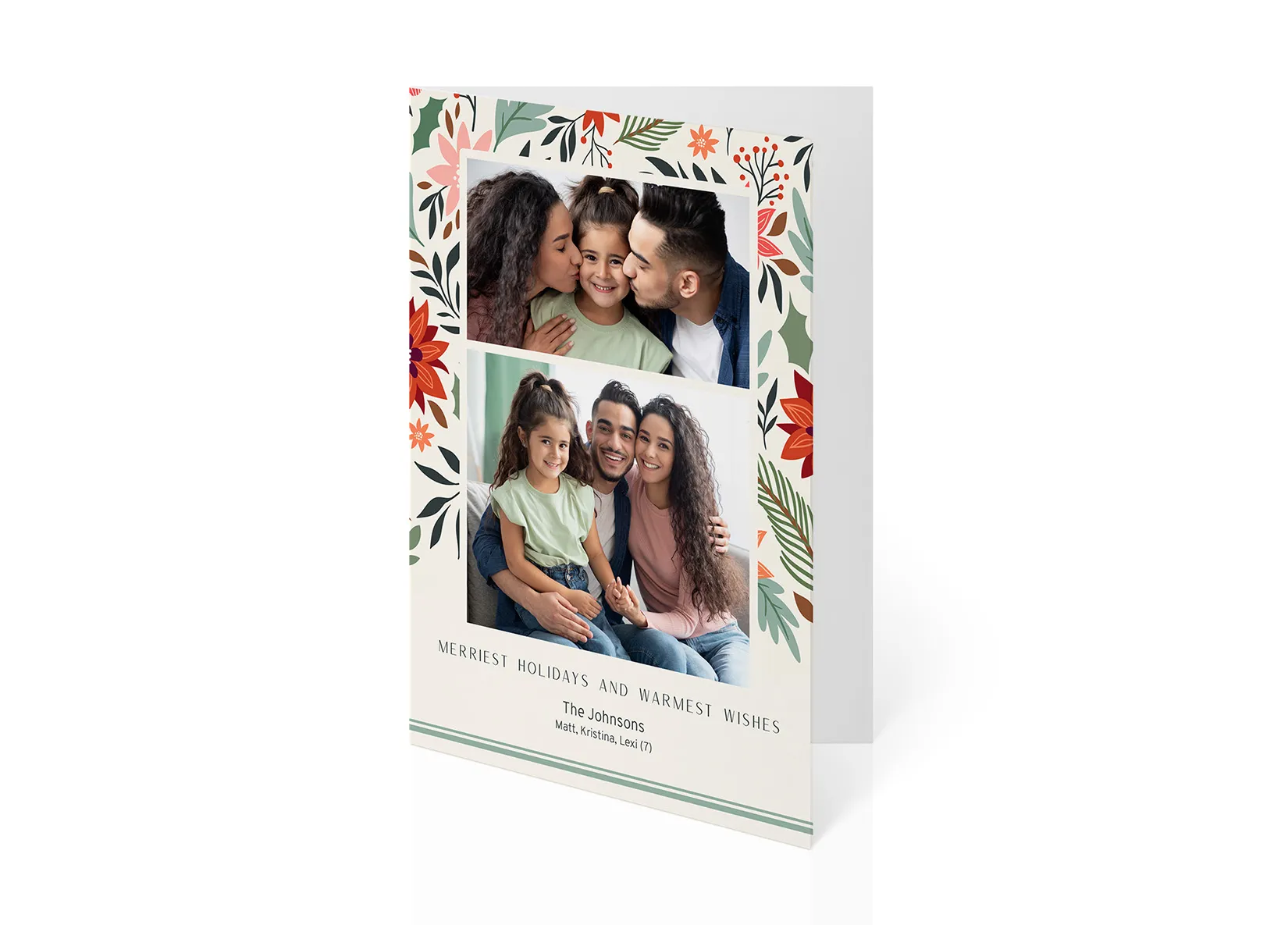 Holiday Photo Note Card - Holiday Floral (Print Only)
