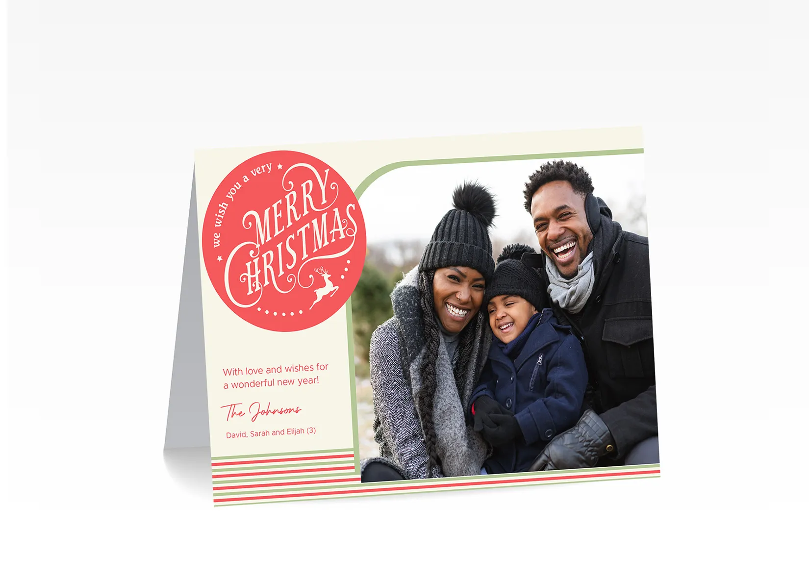 Holiday Photo Note Card - Merry Christmas Stripe (Print Only)