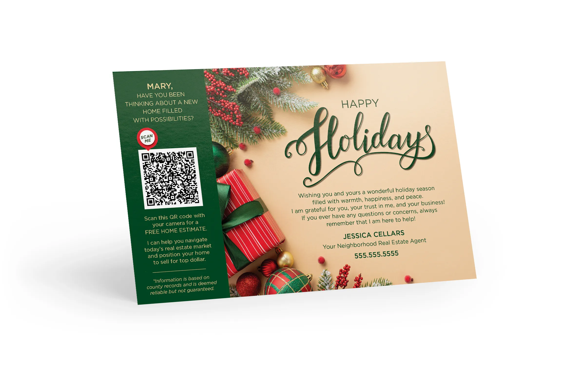 Seasonal Postcard - Home Estimate QR Code - Happy Holidays