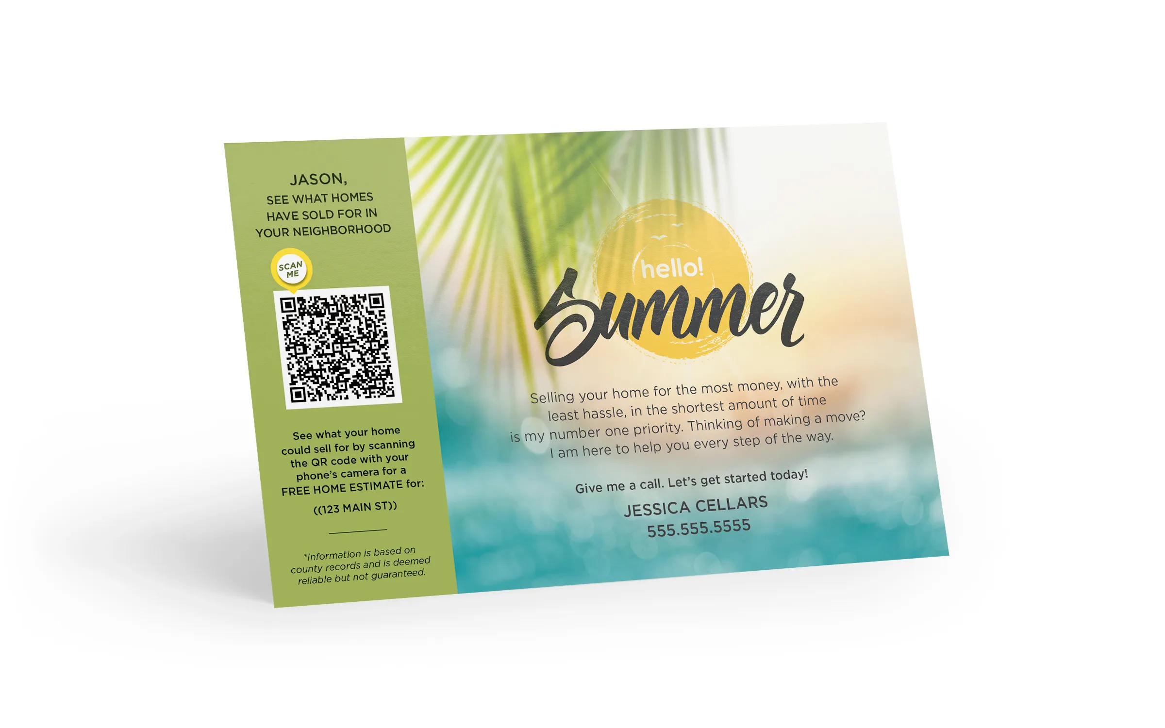 Seasonal Postcard - Home Estimate QR Code - Hello Summer
