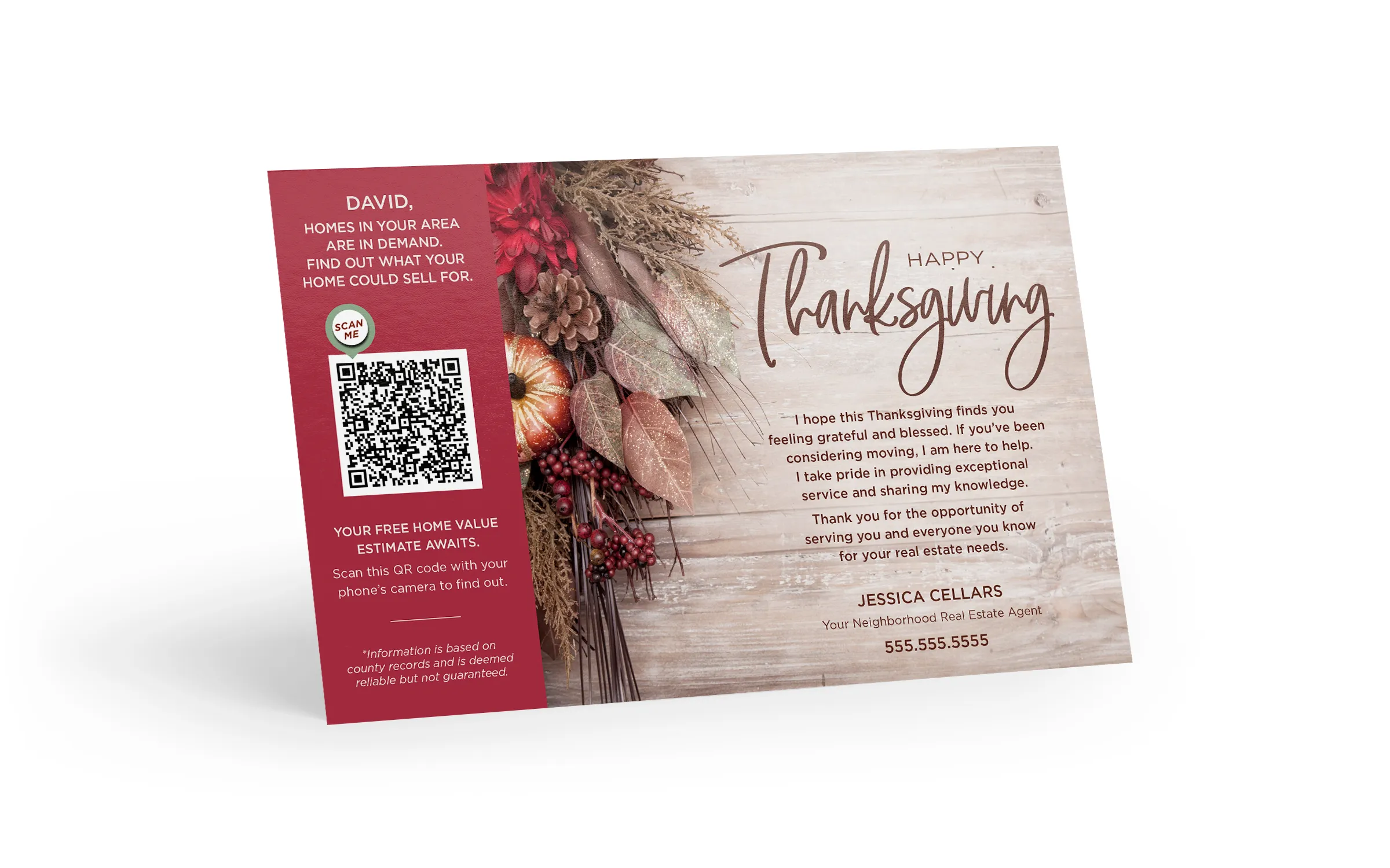 Seasonal Postcard - Home Estimate QR Code - Thanksgiving