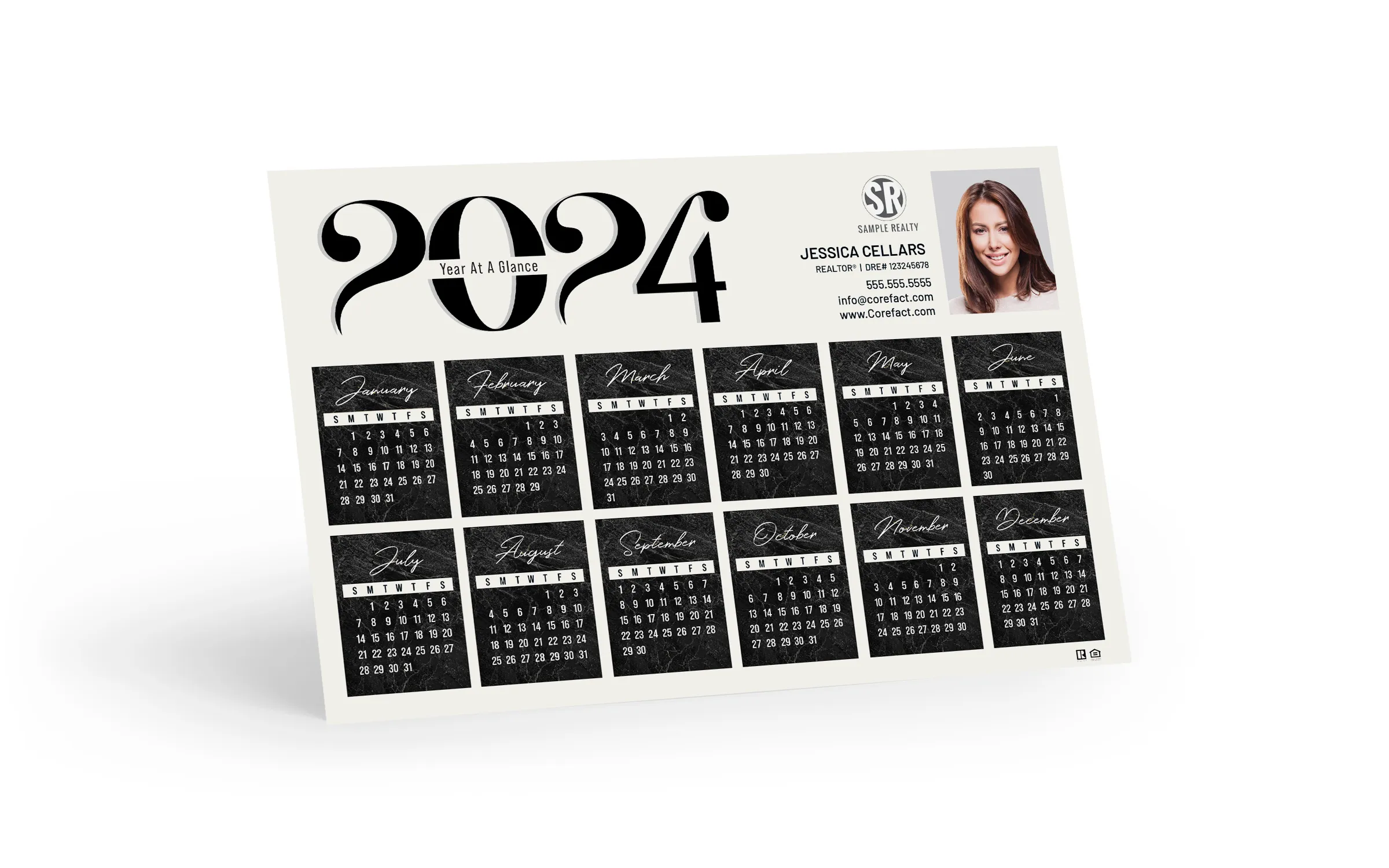  Calendar Magnet 2024 -Black Marble (Print Only)