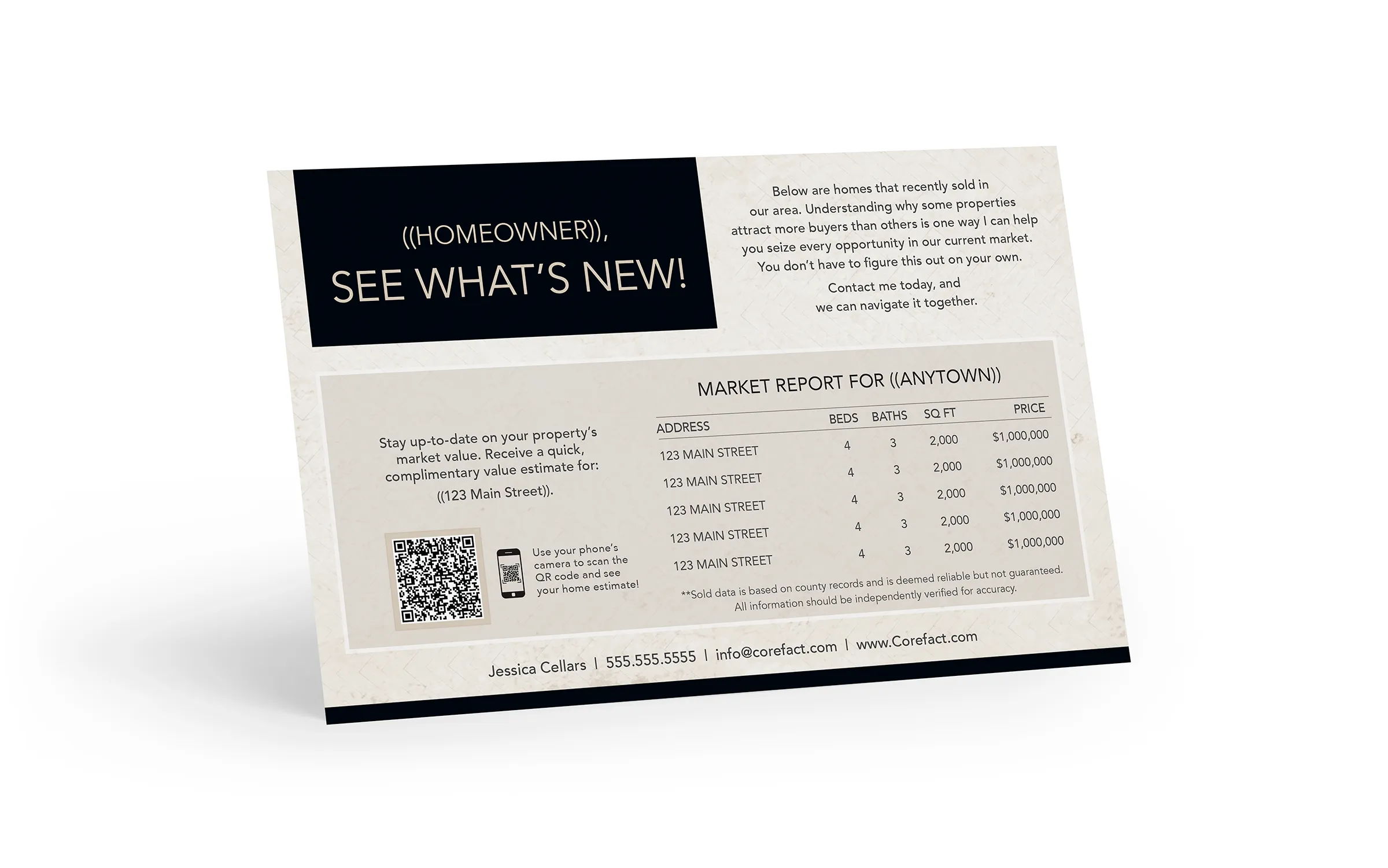 Market Update Postcard - Home Estimate QR Code - Sandstone (Manual)
