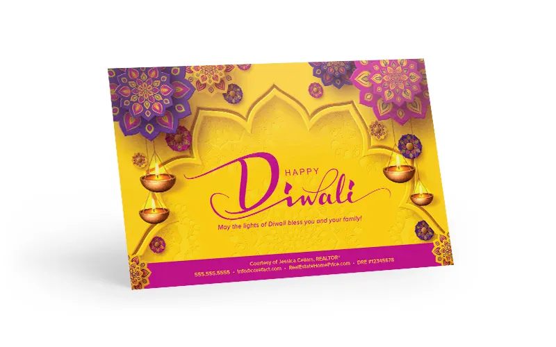 Seasonal Postcard - Happy Diwali Gold