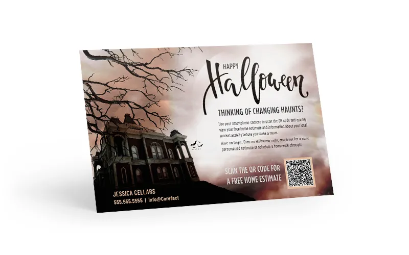 Seasonal Postcard - Home Estimate QR Code Halloween