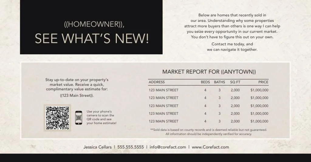 Market Update Postcard <br> Home Estimate QR Code - Sandstone (Manual)