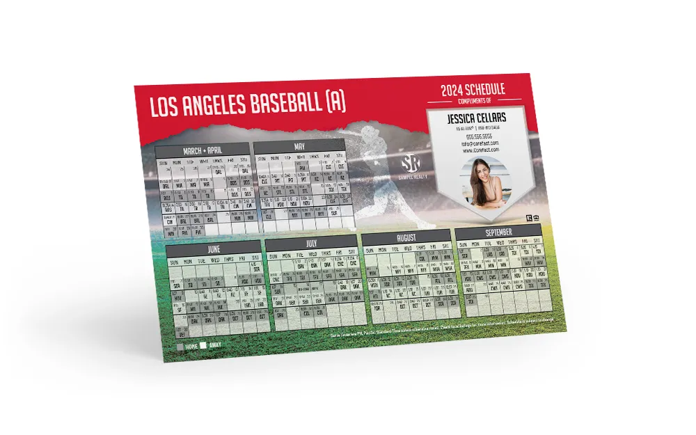 Baseball Schedule Postcard - Los Angeles A