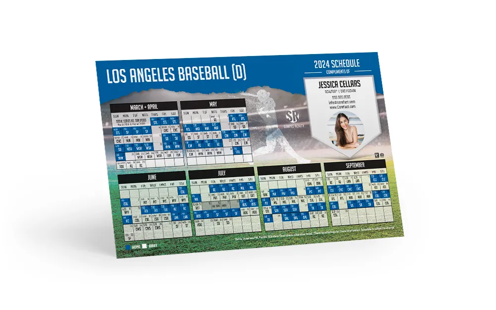 Baseball Schedule Postcard - Los Angeles D