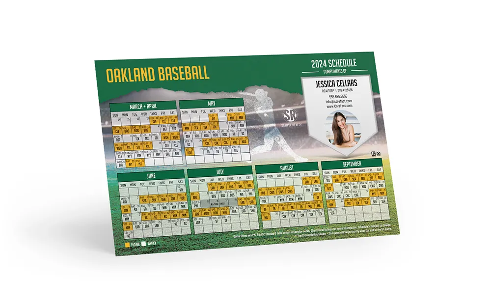 Baseball Schedule Postcard - Oakland
