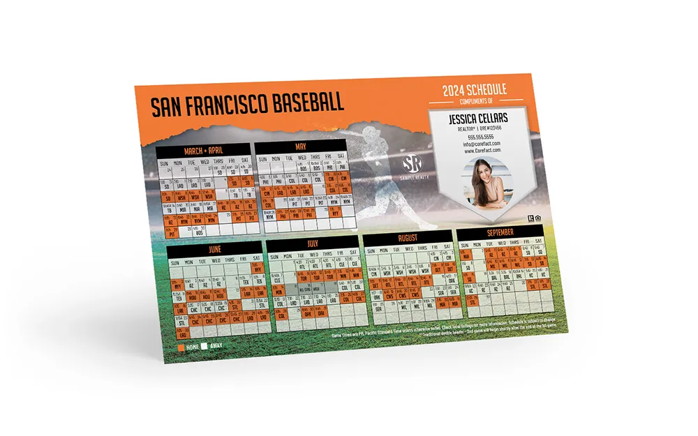 Baseball Schedule Postcard - San Francisco