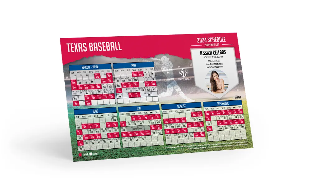 Baseball Schedule Postcard - Texas