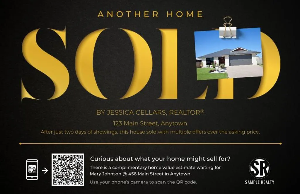 Just Sold Postcard-Home Estimate QR Code -  Another Home Sold
