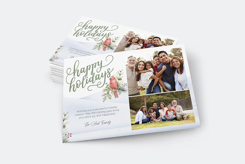Holiday Photo Card - Happy Holidays Cardinal  (Mailer)
