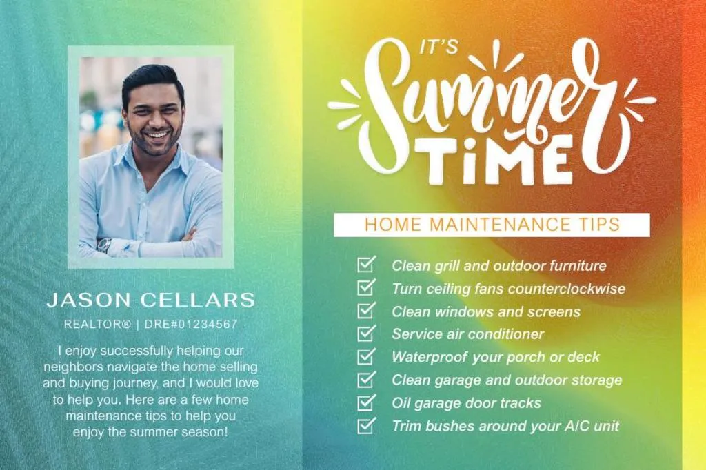 Seasonal Postcard <br> Home Maintenance Tips - Summer
