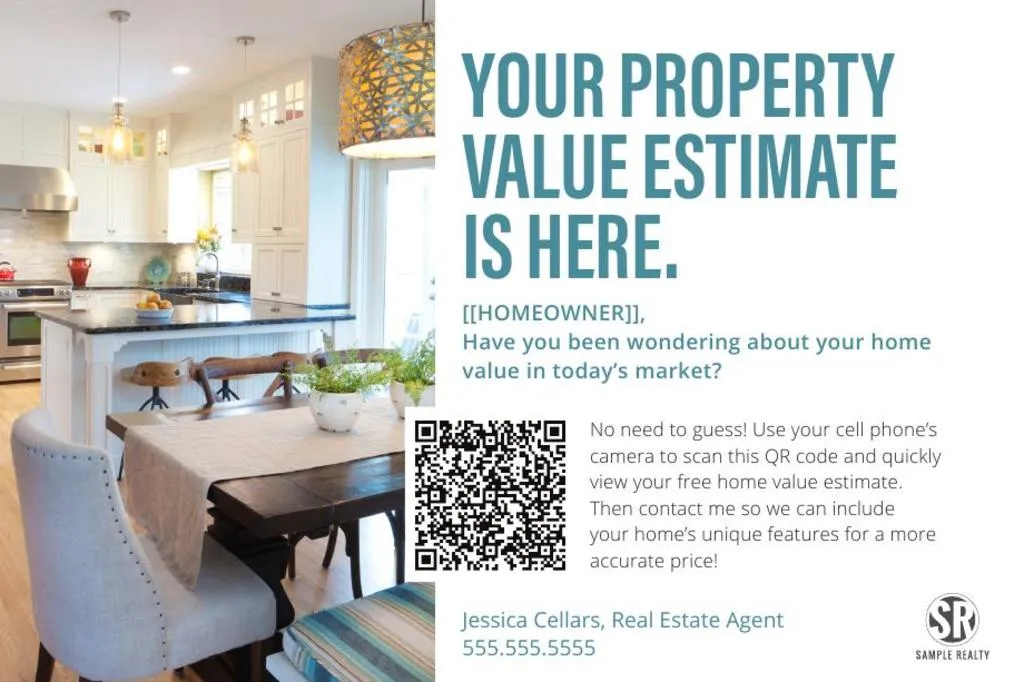 Home Estimate Postcard <br>QR Code -  Property Value Is Here