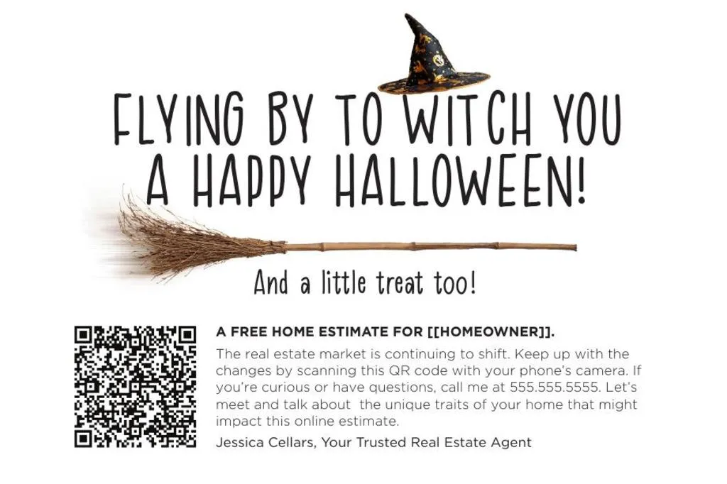 Bright Side Postcard <br> Home Estimate QR Code - Halloween Witch