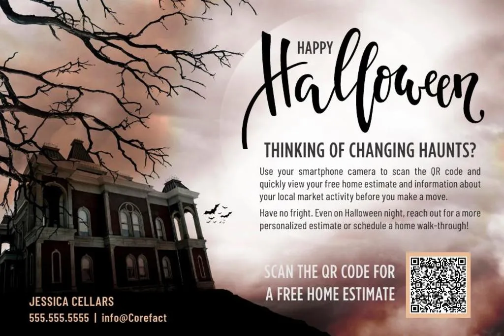 Seasonal Postcard <br> Home Estimate QR Code Halloween