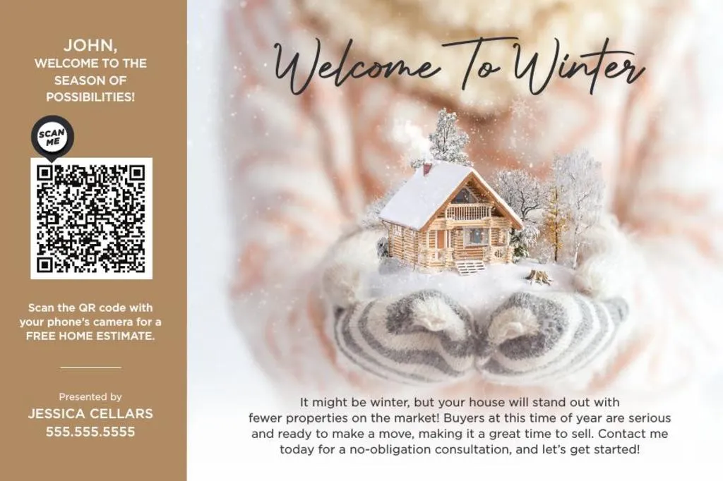 Seasonal Postcard <br> Home Estimate QR Code - Winter