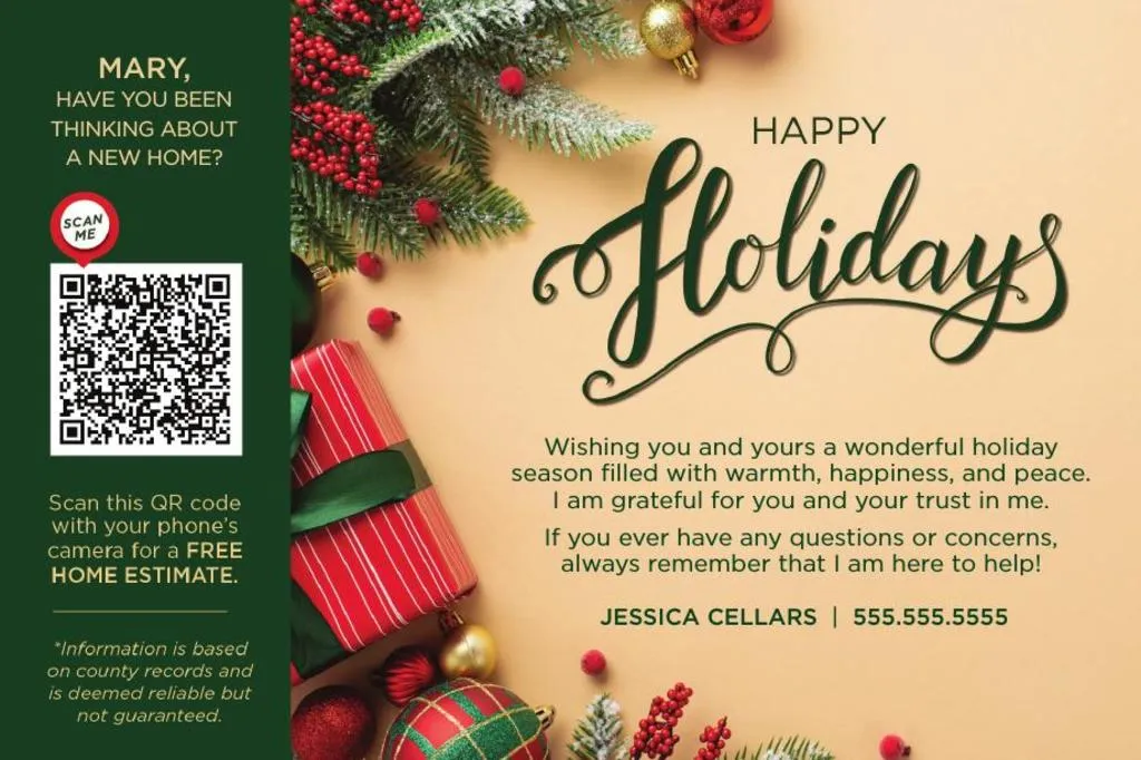 Seasonal Postcard <br> Home Estimate QR Code - Happy Holidays