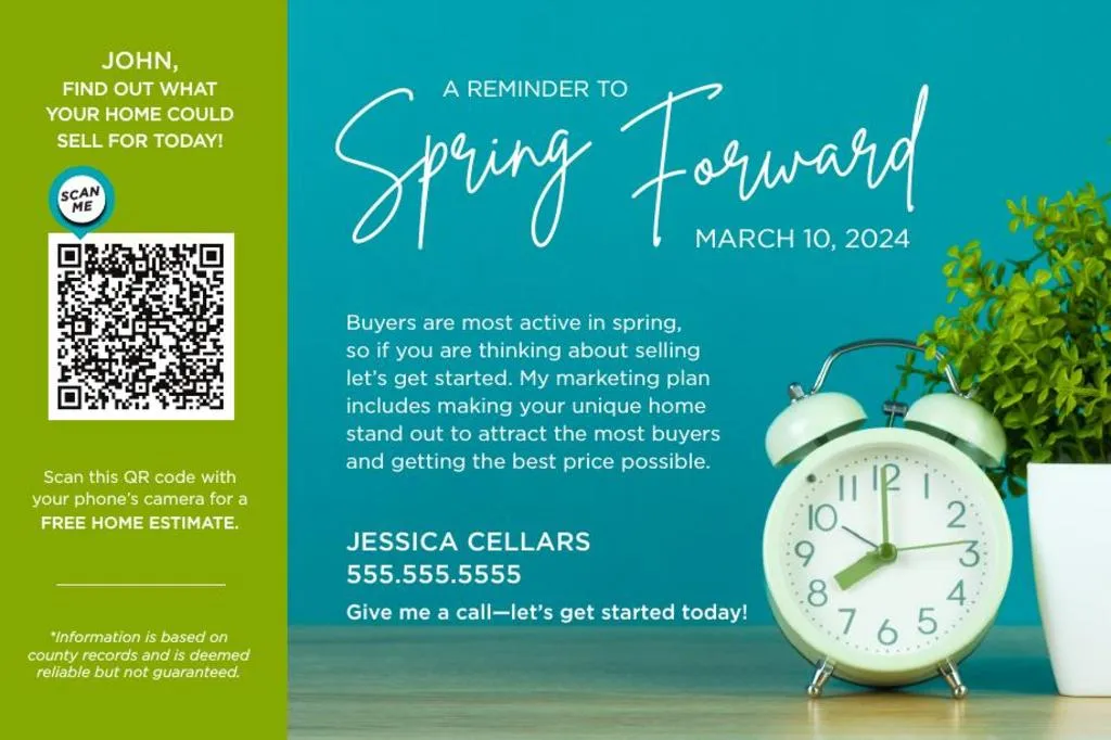 Seasonal Postcard <br> Home Estimate QR Code - Spring Forward
