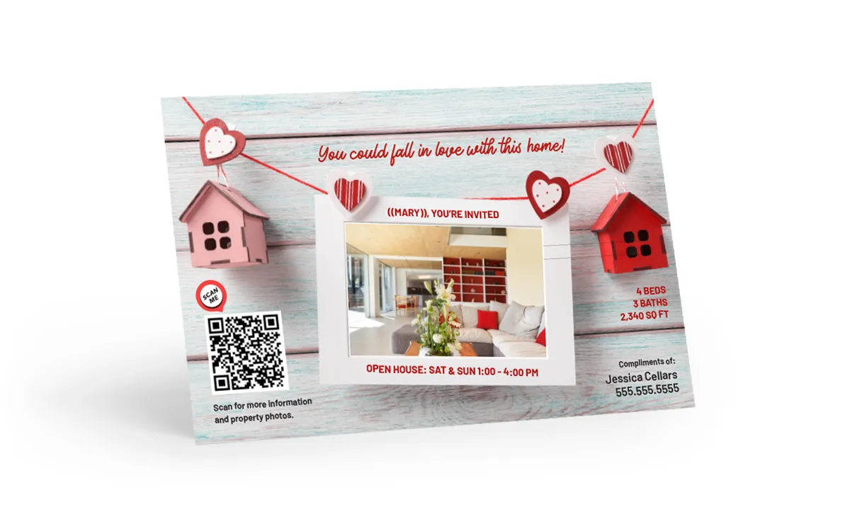 Seasonal Postcard - Open House - Valentines