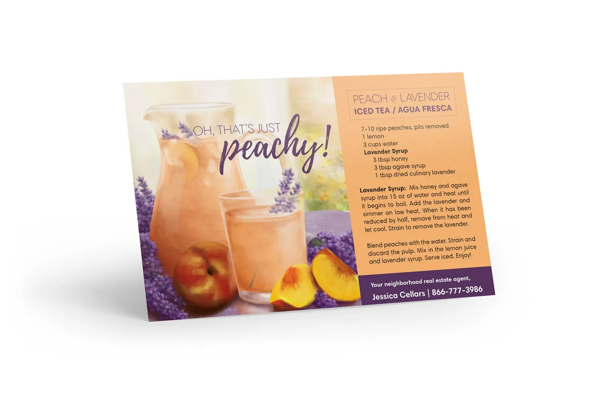 Recipe Postcard - Peach & Lavender  Iced Tea