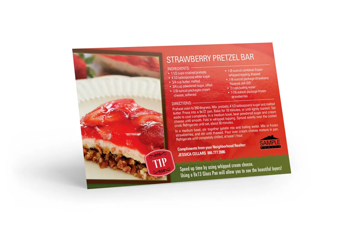 Recipe Postcard - Strawberry Pretzel Bar