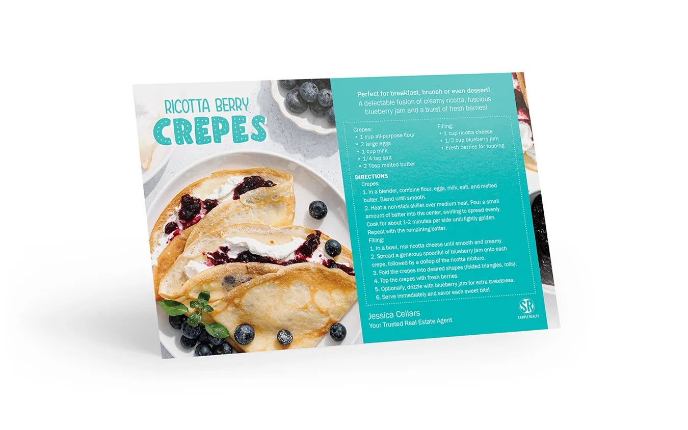Recipe Postcard - Ricotta Berry Crepes