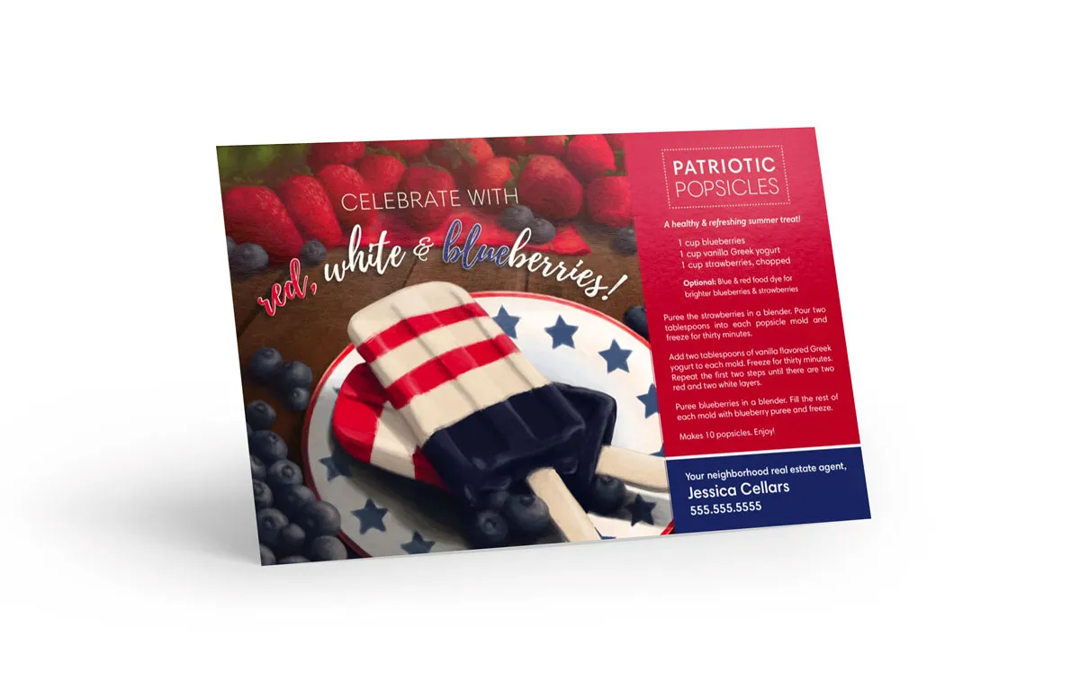 Recipe Postcard <br> Patriotic Popsicles 