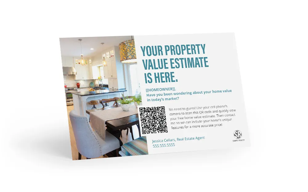 Home Estimate Postcard <br>QR Code -  Property Value Is Here