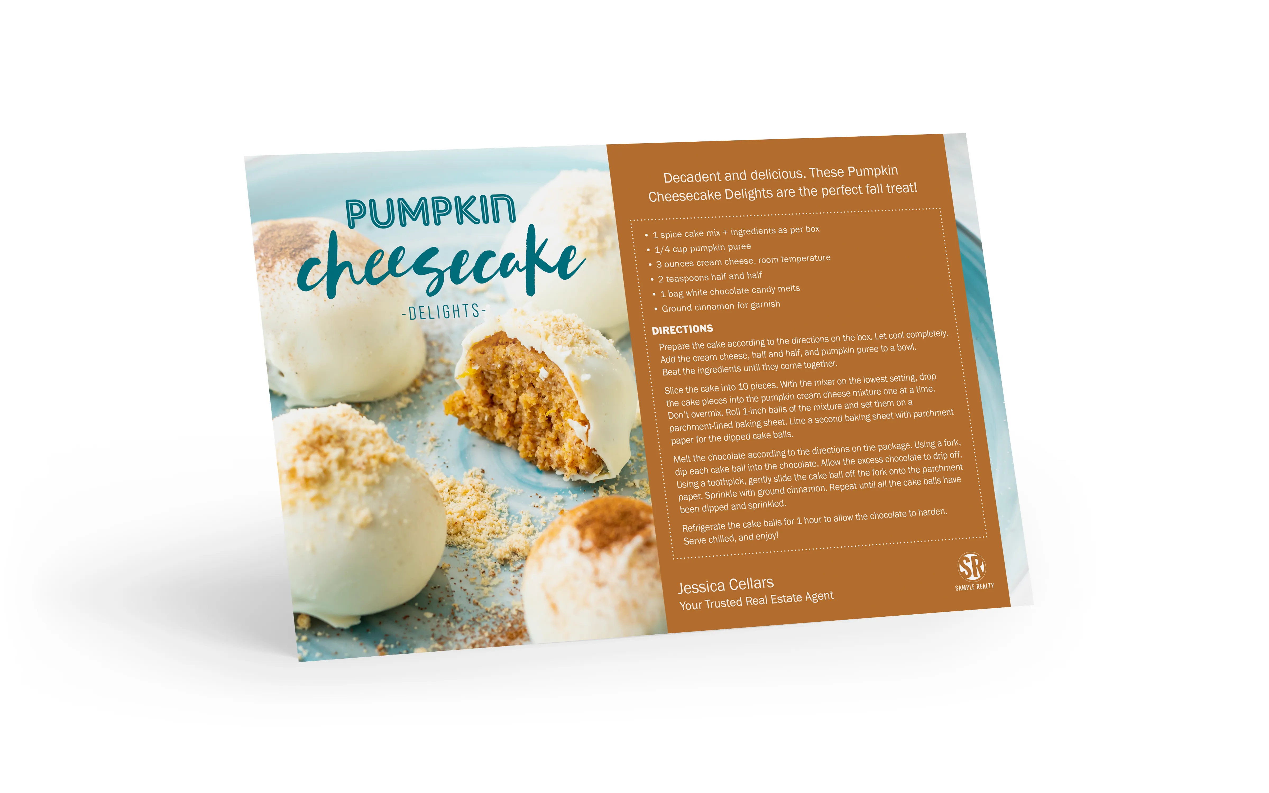 Recipe Postcard <br> Pumpkin Cheesecake Delights