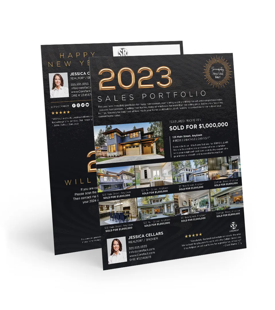 Sales Portfolio 2023 - Flat Mailer <br> Black and Gold