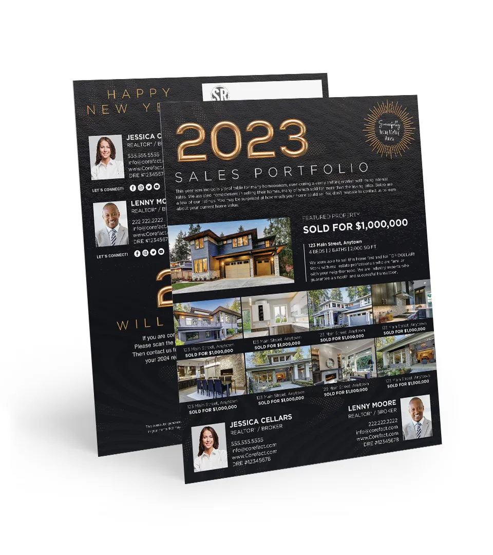 Sales Portfolio 2023 - Flat Mailer <br> Black and Gold (Team)