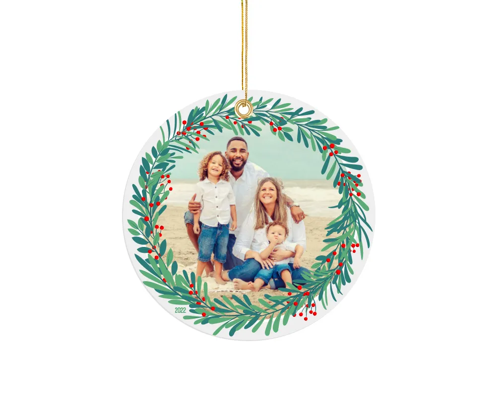 Ornament - Circle - Holiday Wreath